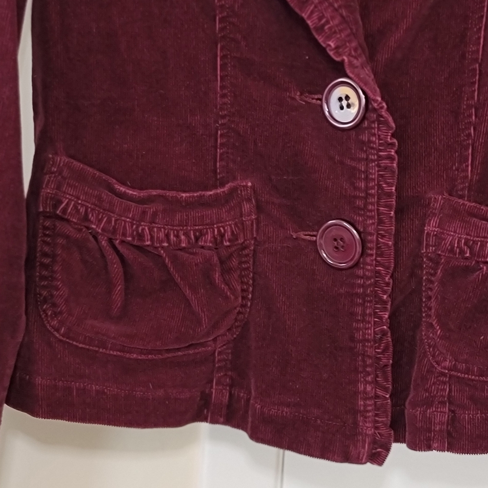 Sashimi Corduroy Jacket Button Maroon Dark Wine Red Burgundy Y2K 2000 - Picture 4 of 7